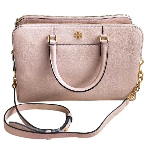 Tory Burch Georgia Double Zip Pebbled shell pink